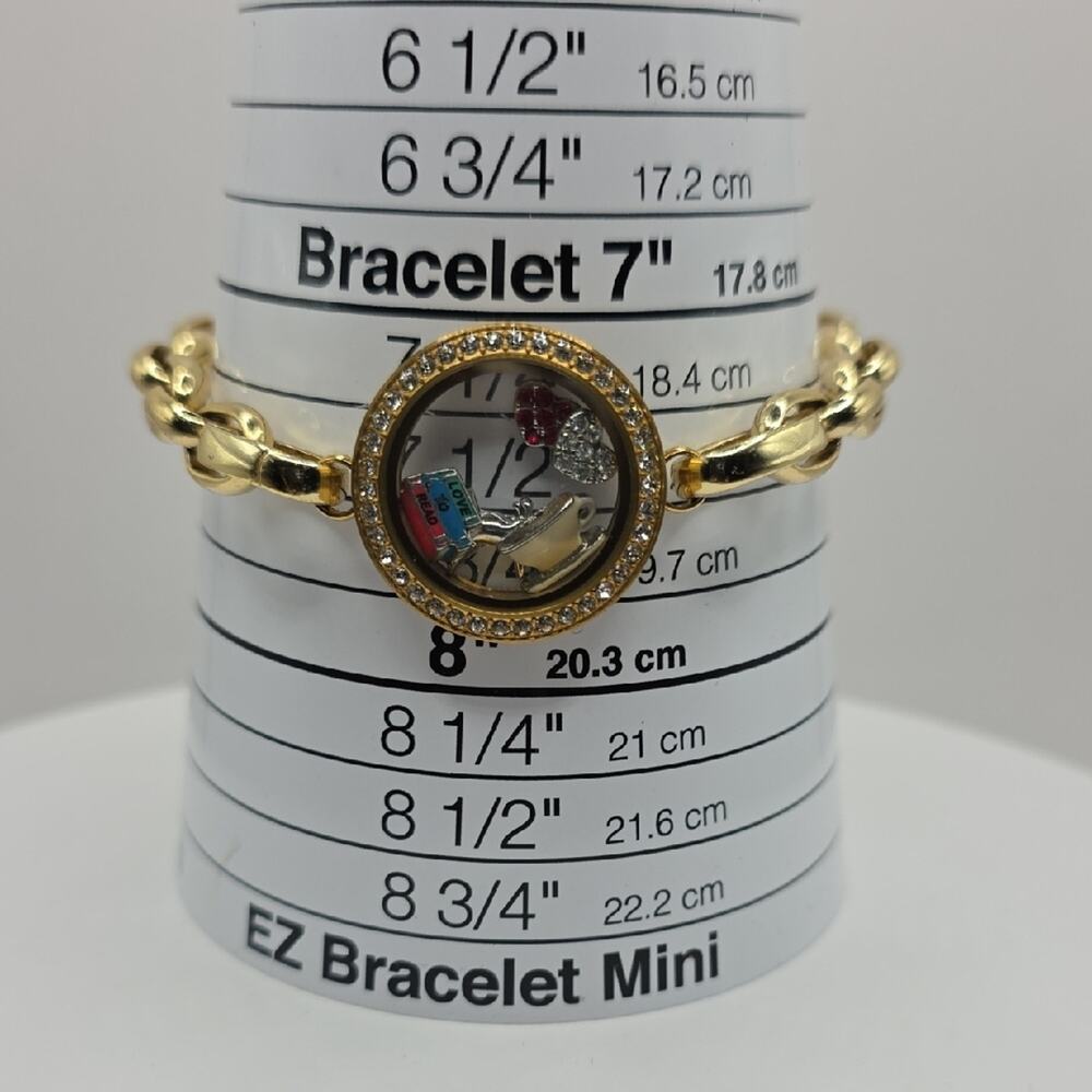 Origami Owl Gold Bracelet with Colorful Charms
